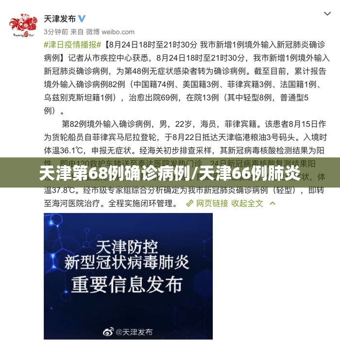 天津第68例确诊病例/天津66例肺炎