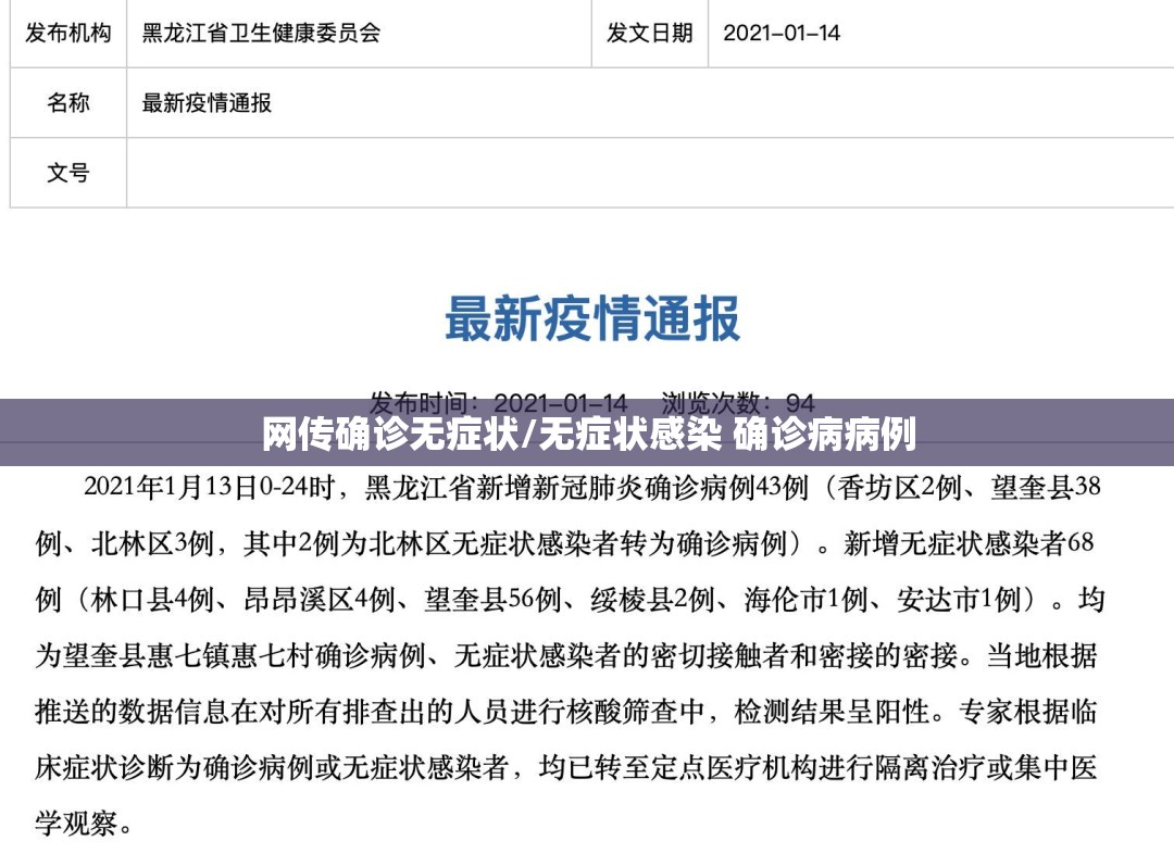 网传确诊无症状/无症状感染 确诊病病例
