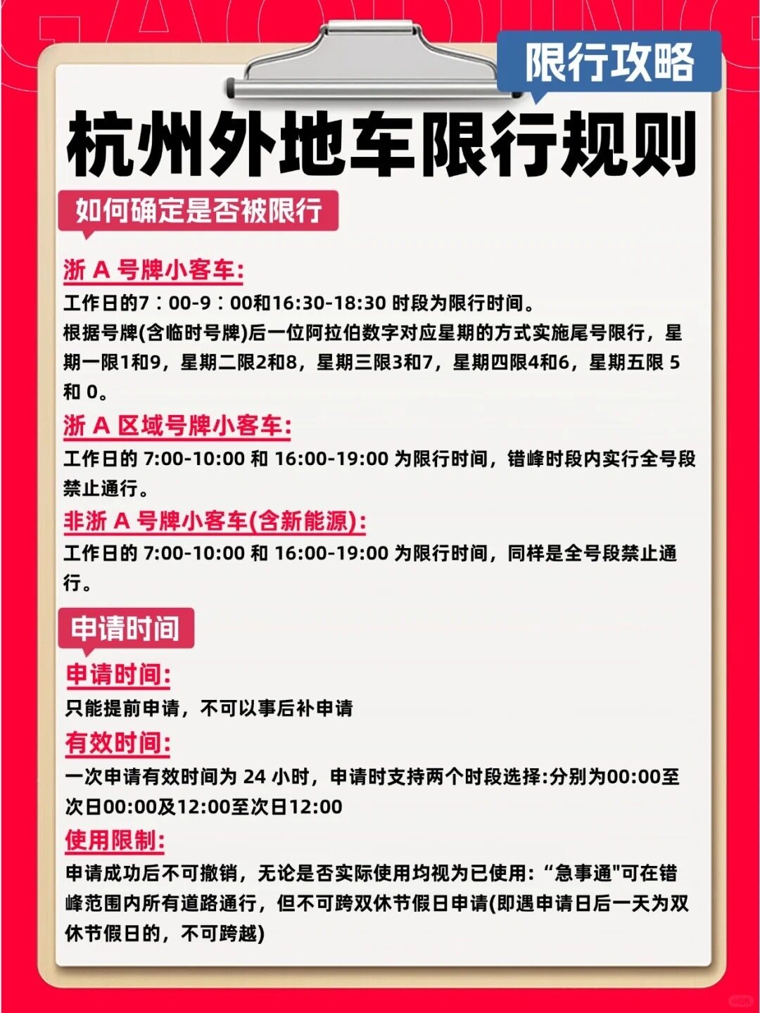 杭州车牌限号(杭州车牌限号时间是几点到几点)