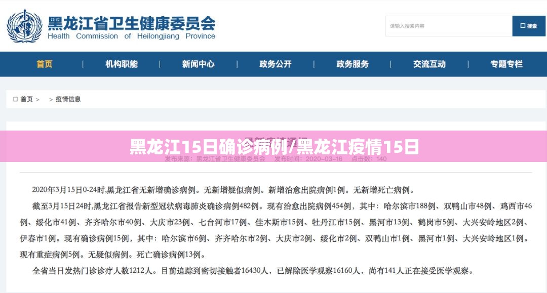 黑龙江15日确诊病例/黑龙江疫情15日