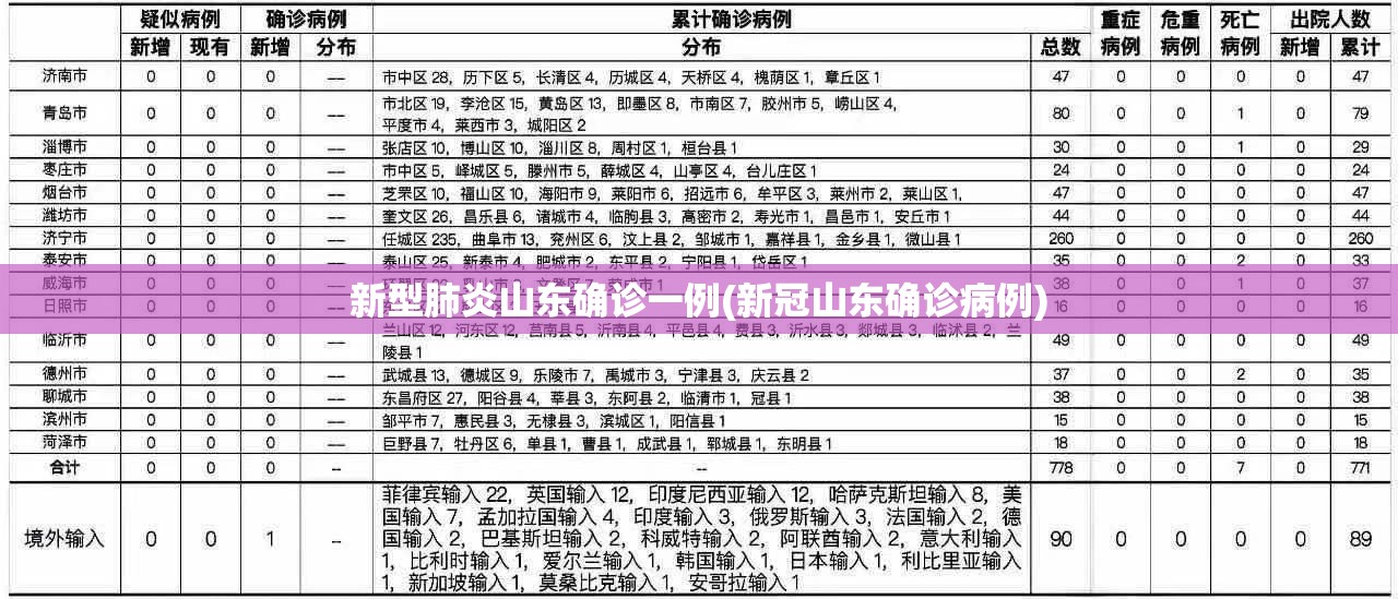 新型肺炎山东确诊一例(新冠山东确诊病例)