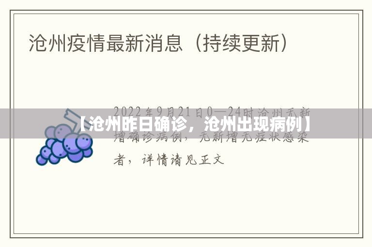 【沧州昨日确诊，沧州出现病例】